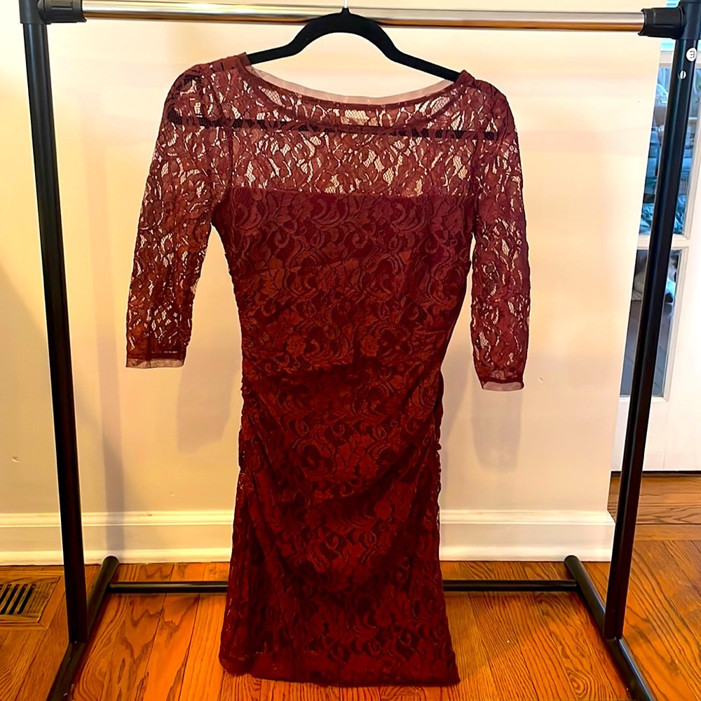 Super cute burgundy lace dress
